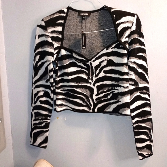 Express Zebra Print Padded Office Formal Top - Picture 1 of 4
